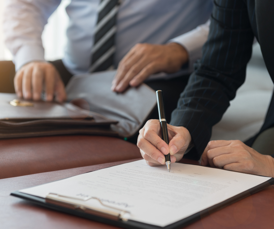 Person signing an agreement